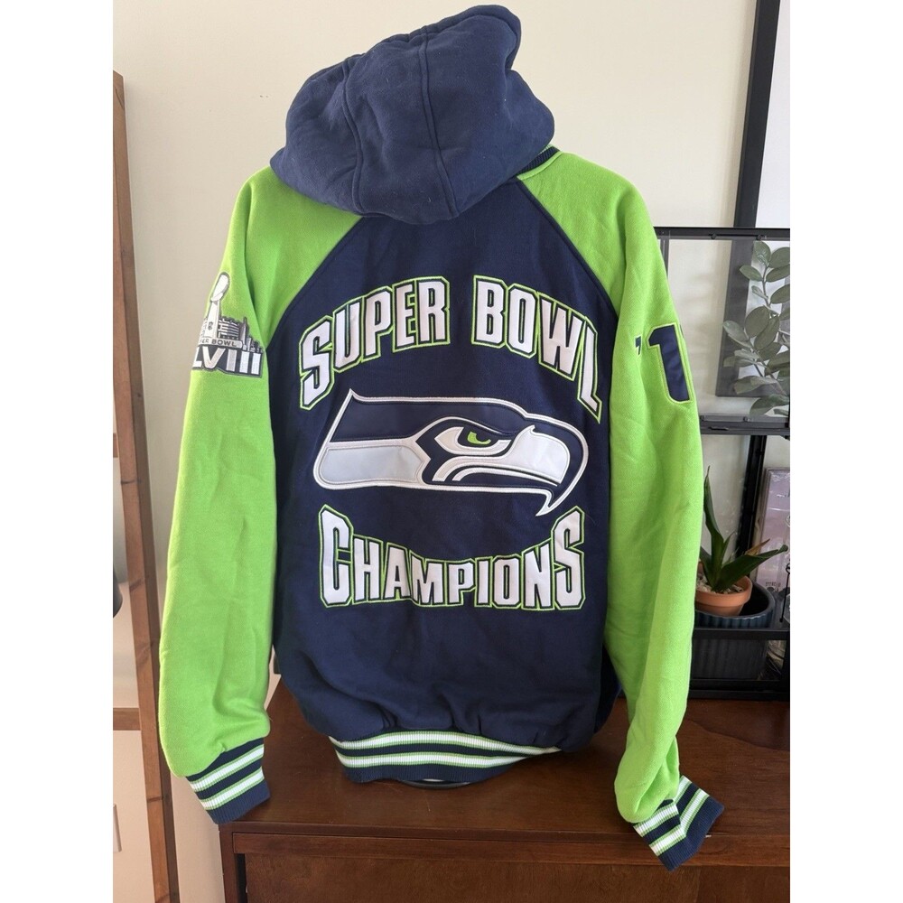 VTG G-III Seattle Seahawks Varsity Super Bowl Champions XLVII Jacket Bomber 2XL